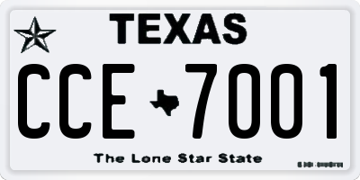 TX license plate CCE7001