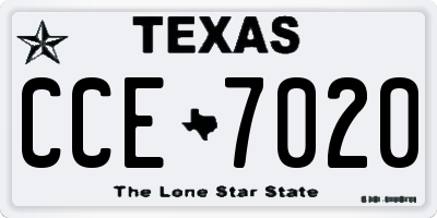 TX license plate CCE7020