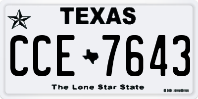 TX license plate CCE7643