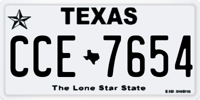TX license plate CCE7654
