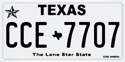 TX license plate CCE7707