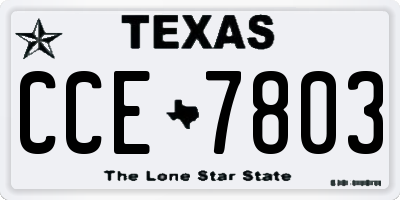 TX license plate CCE7803