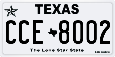 TX license plate CCE8002