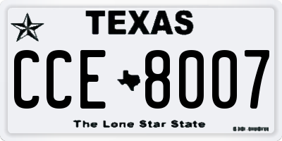 TX license plate CCE8007