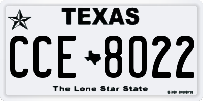 TX license plate CCE8022