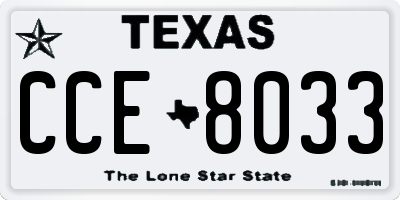 TX license plate CCE8033