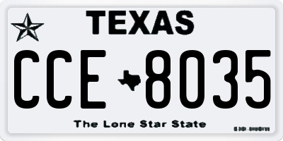 TX license plate CCE8035