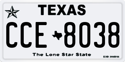TX license plate CCE8038