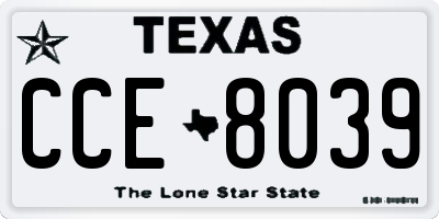 TX license plate CCE8039