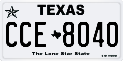 TX license plate CCE8040