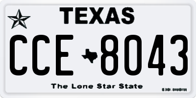 TX license plate CCE8043