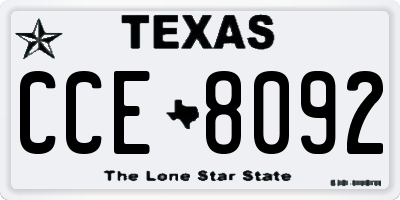 TX license plate CCE8092