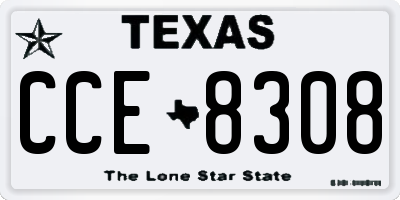 TX license plate CCE8308