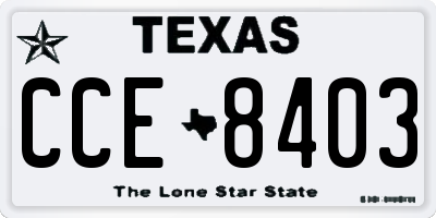 TX license plate CCE8403