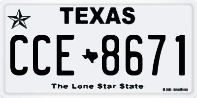 TX license plate CCE8671