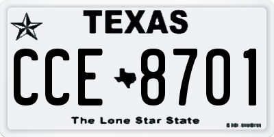 TX license plate CCE8701