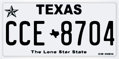 TX license plate CCE8704