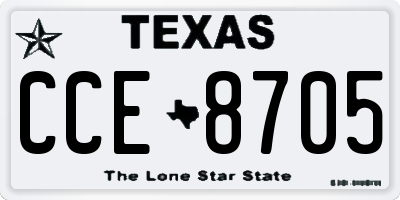 TX license plate CCE8705