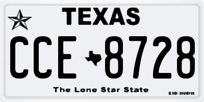 TX license plate CCE8728