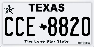 TX license plate CCE8820