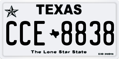 TX license plate CCE8838