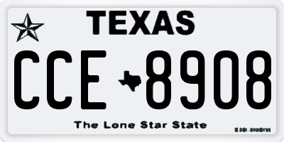TX license plate CCE8908