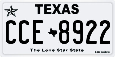 TX license plate CCE8922