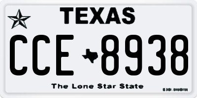 TX license plate CCE8938