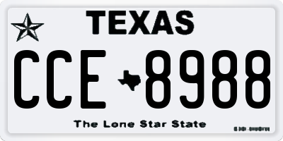 TX license plate CCE8988