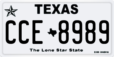 TX license plate CCE8989