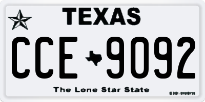 TX license plate CCE9092