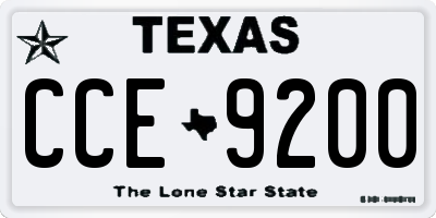 TX license plate CCE9200