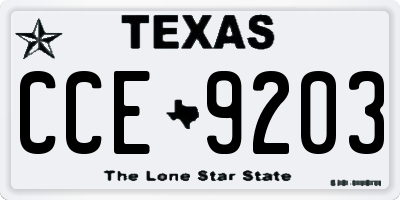 TX license plate CCE9203