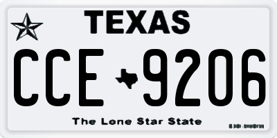 TX license plate CCE9206