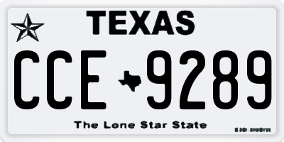 TX license plate CCE9289