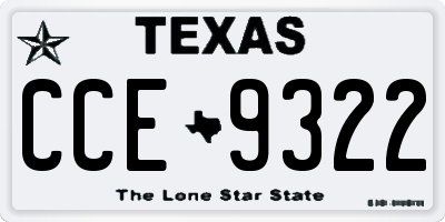 TX license plate CCE9322