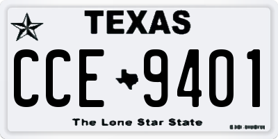 TX license plate CCE9401