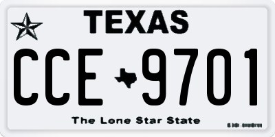 TX license plate CCE9701