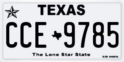 TX license plate CCE9785