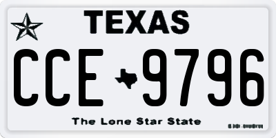 TX license plate CCE9796
