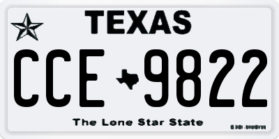 TX license plate CCE9822