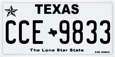 TX license plate CCE9833