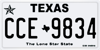 TX license plate CCE9834