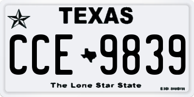 TX license plate CCE9839
