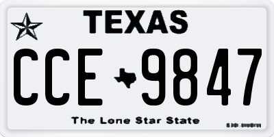 TX license plate CCE9847
