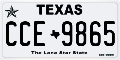 TX license plate CCE9865