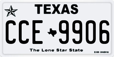 TX license plate CCE9906