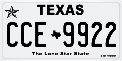 TX license plate CCE9922