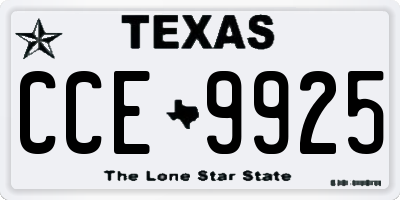 TX license plate CCE9925