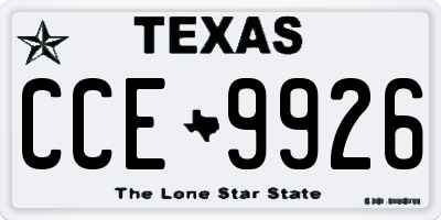 TX license plate CCE9926